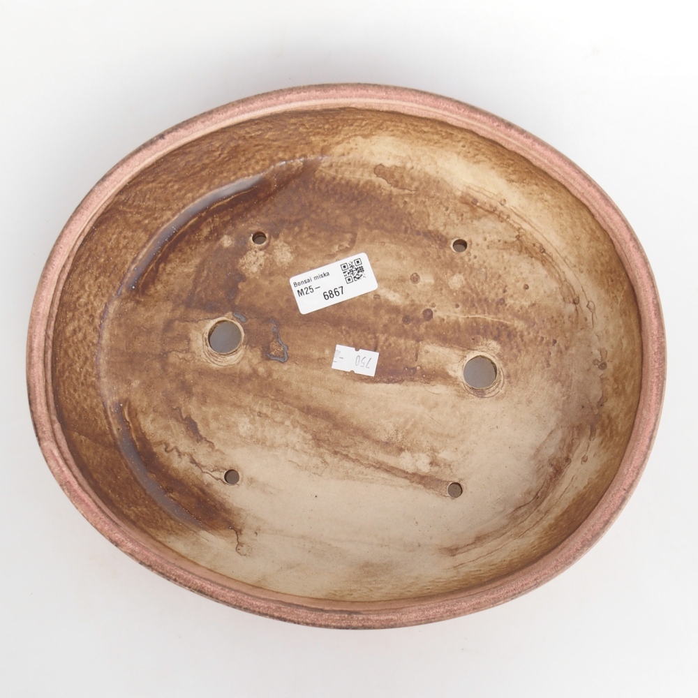 Keramická bonsai miska 28 x 24 x 6 cm, barva růžová