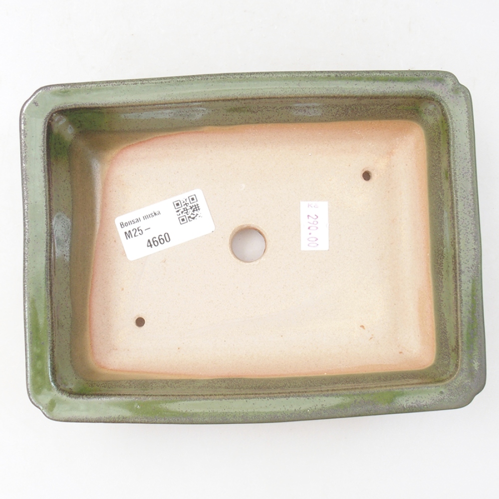 Keramická bonsai miska 17,5 x 13 x 4 cm, barva zelená