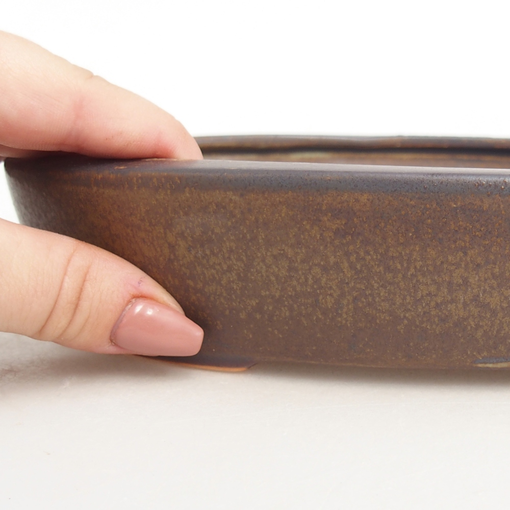 Keramická bonsai miska 22 x 17 x 4 cm, barva hnědá