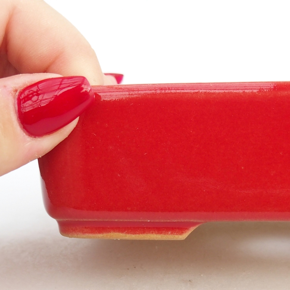 Keramická bonsai miska 12,5 x 9,5 x 3,5 cm, barva červená