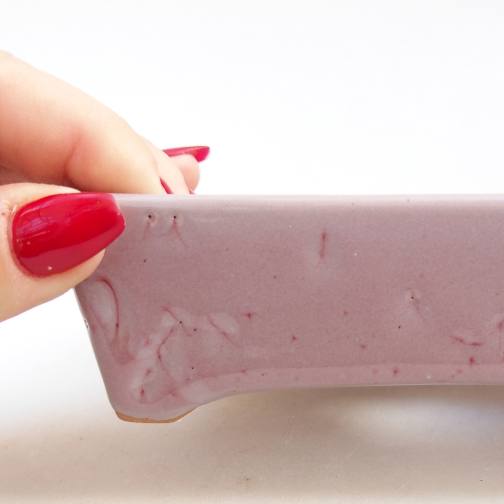 Keramická bonsai miska 12 x 9 x 3,5 cm, barva růžová