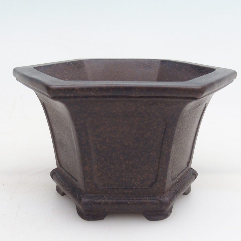 Keramická bonsai miska 13,5 x 12 x 8 cm, barva hnědookrová