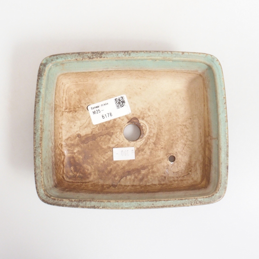 Keramická bonsai miska 17,5 x 14 x 5 cm, barva zelená