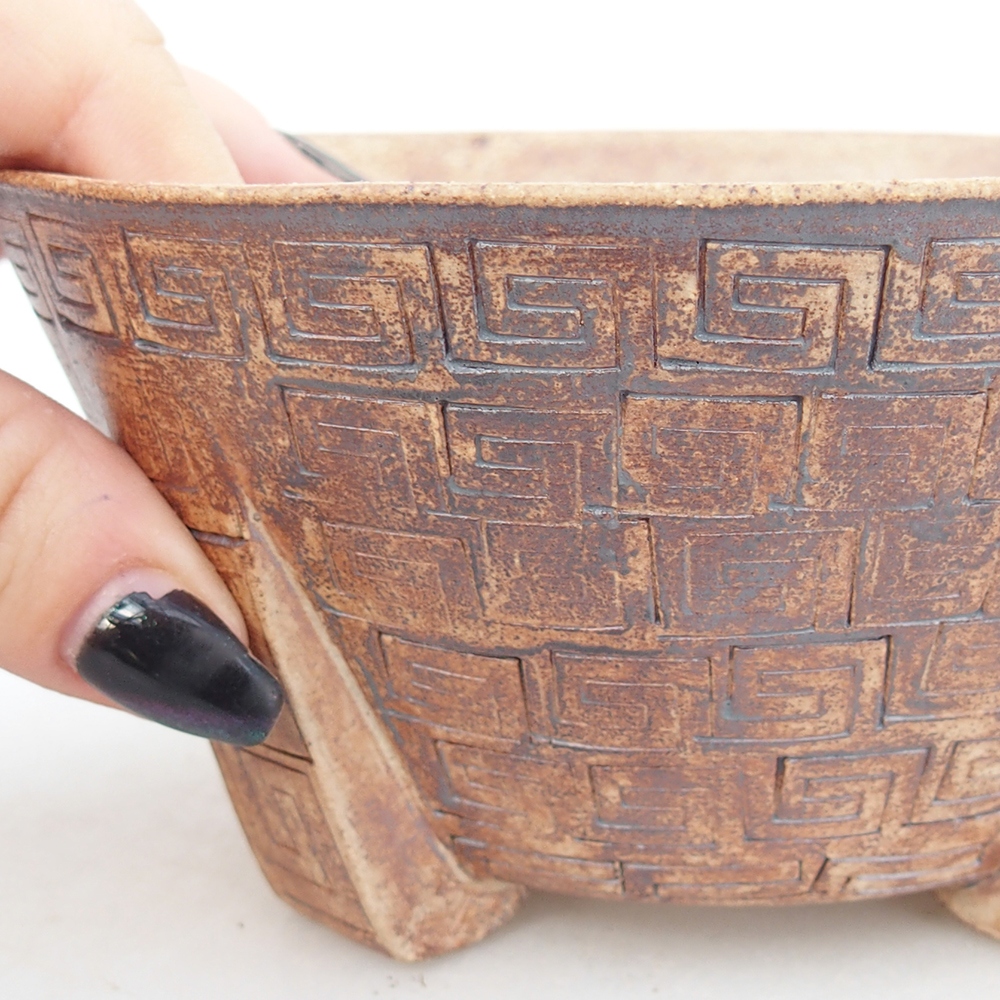 Keramická bonsai miska 13,5 x 13,5 x 6,5 cm, barva hnědá