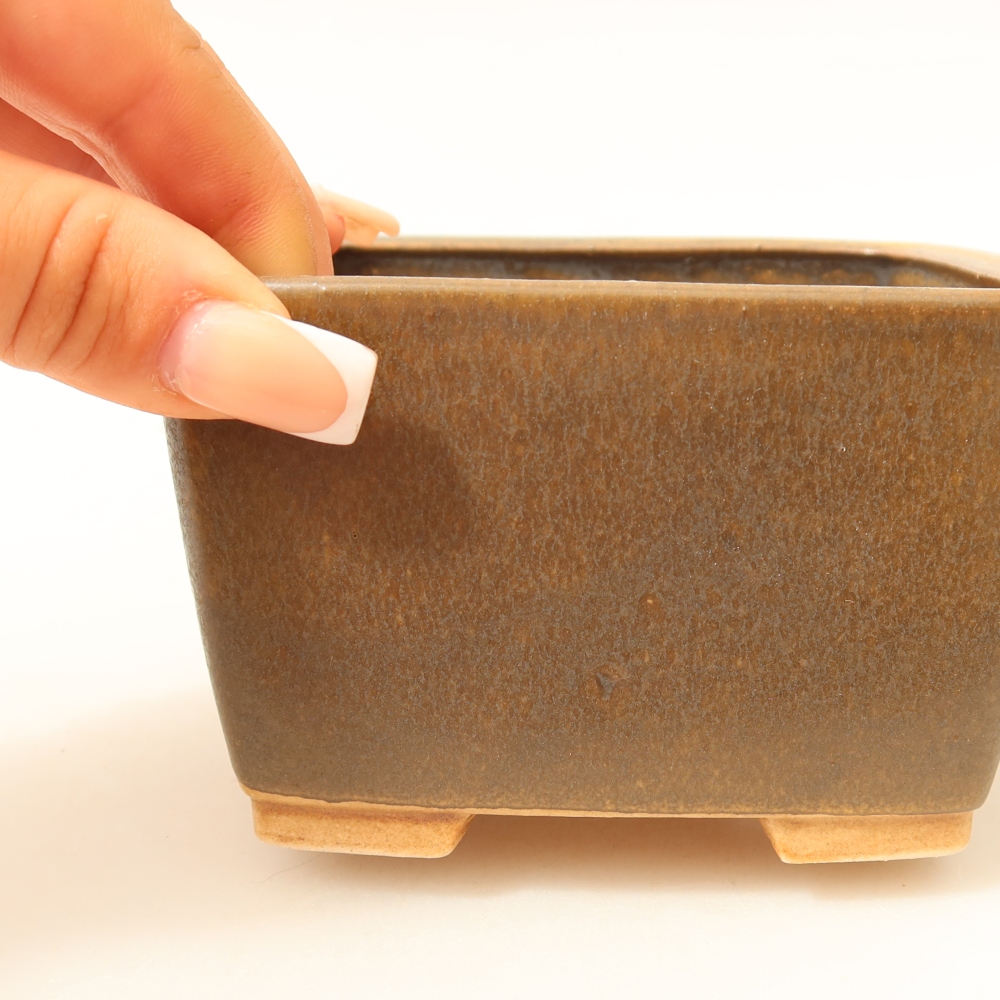 Keramická bonsai miska 10,5 x 10,5 x 7 cm, barva hnědá