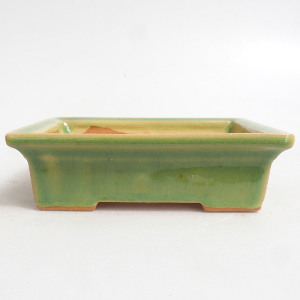 Keramická bonsai miska 13 x 10 x 4 cm, barva zelená