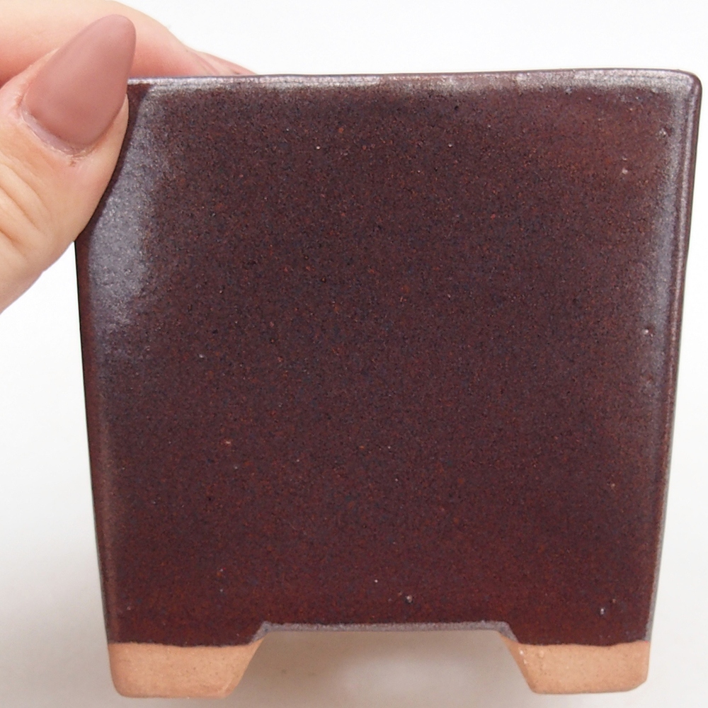 Keramická bonsai miska 9 x 9  x 8,5 cm, barva vínová