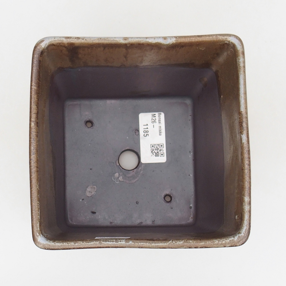 Keramická bonsai miska 13 x 13 x 13 cm, barva hnědozelená