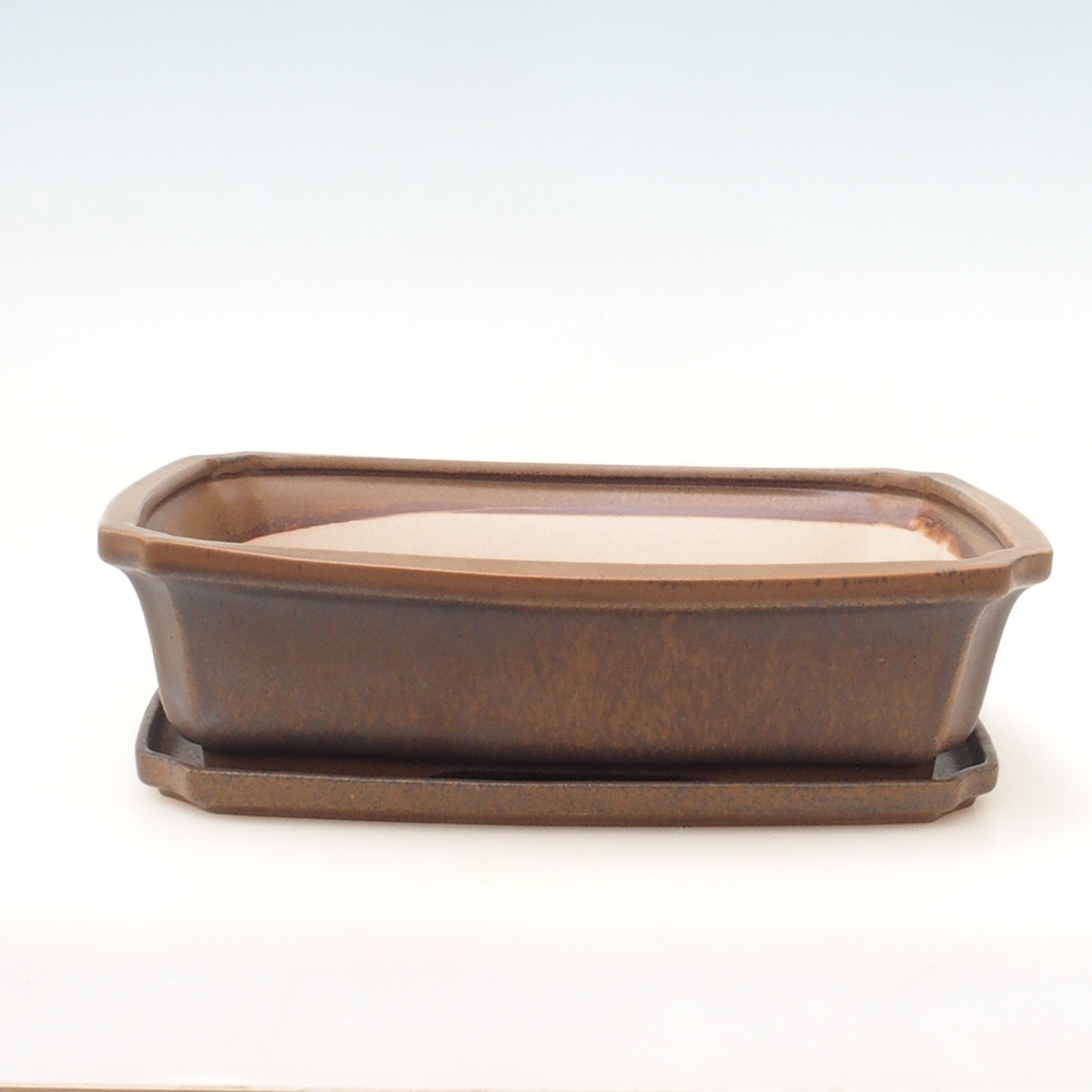 Bonsai miska + podmiska H07 - 30 x 20,5 x 8 cm. - hnědá