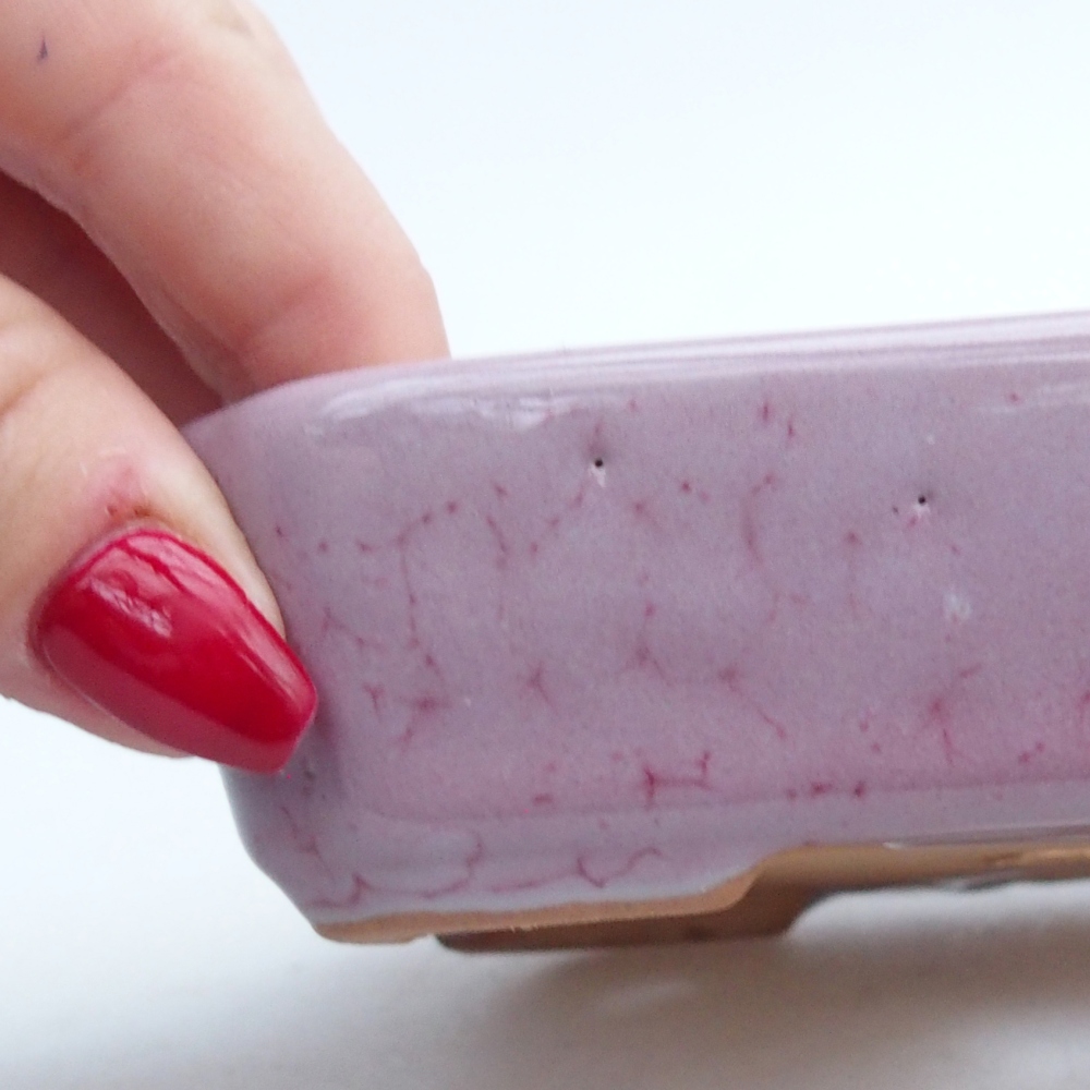 Keramická bonsai miska 12 x 9 x 3 cm, barva růžová