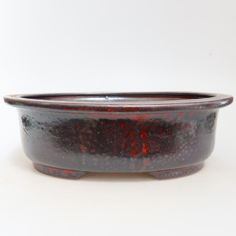 Keramická bonsai miska 26 x 22 x 8 cm, barva kovovočervená