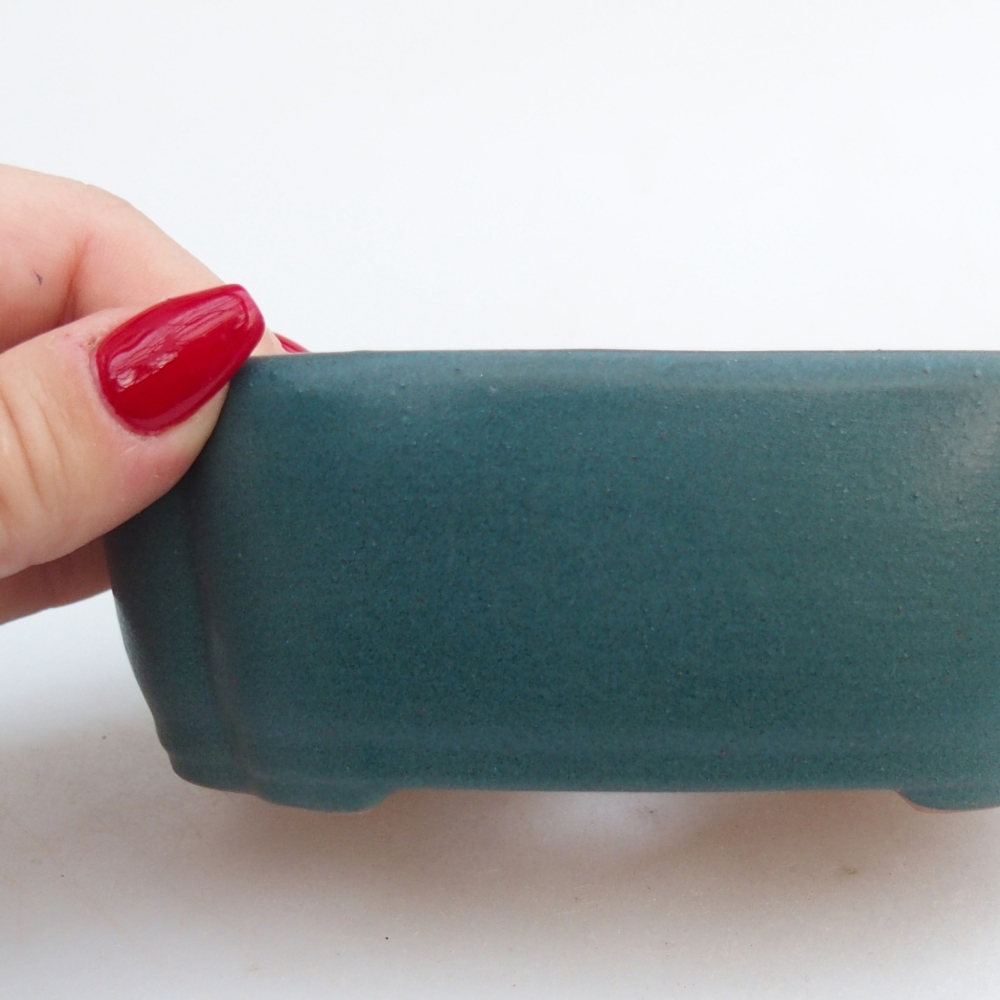 Keramická bonsai miska 12,5 x 9,5 x 4,5 cm, barva modrá