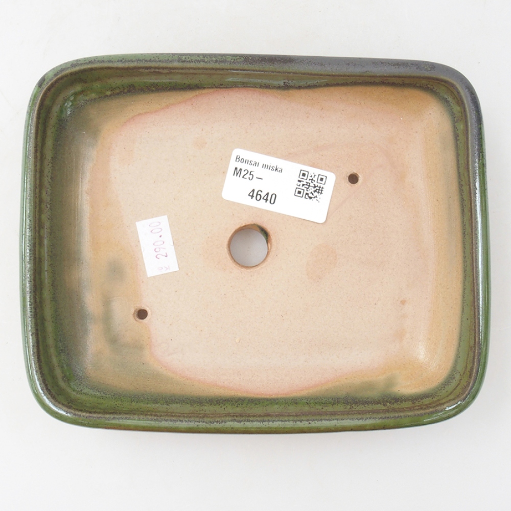Keramická bonsai miska 17 x 13,5 x 3,5 cm, barva zelená