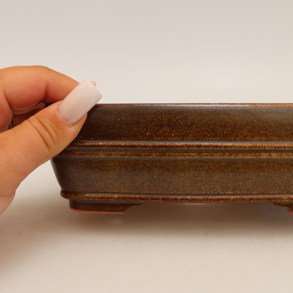 Keramická bonsai miska 17 x 12,5 x 5,5 cm, barva hnědá