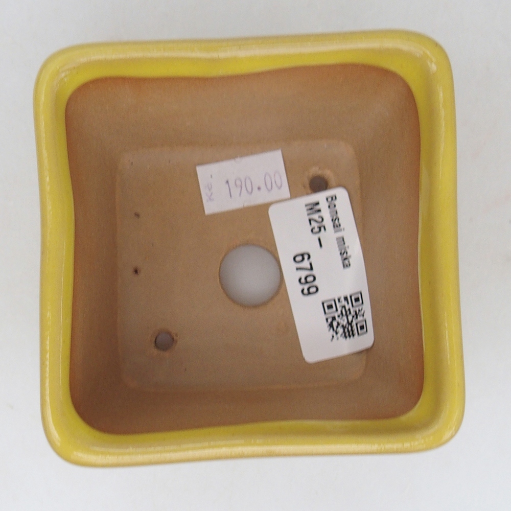 Keramická bonsai miska 8,5 x 8,5  x 6 cm, barva žlutá