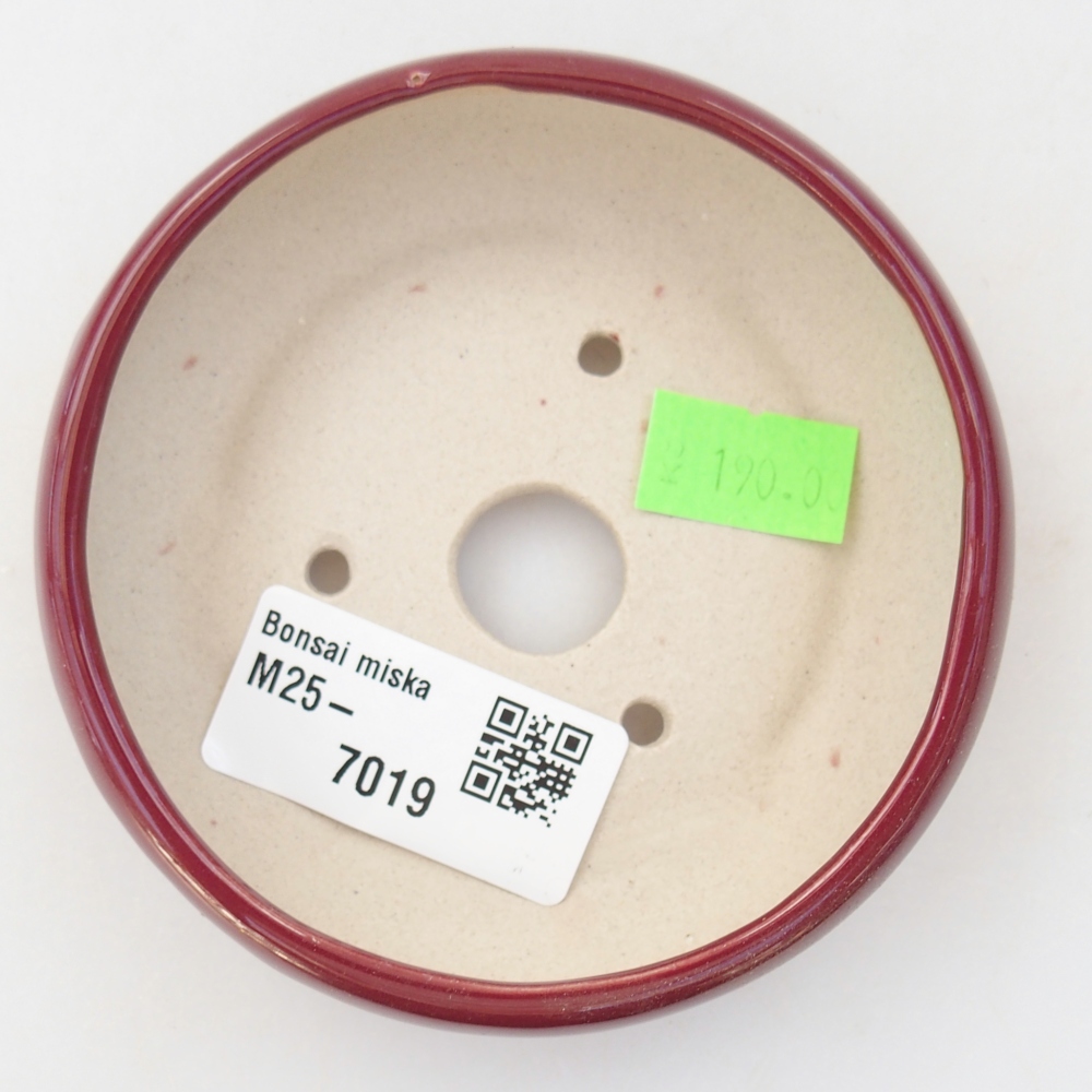 Keramická bonsai miska 9 x 9 x 2,5 cm, barva vínová