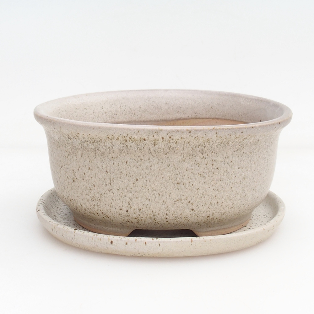 Bonsai miska + podmiska H30 - 12 x 10,5 x 5,5 cm. - béžová