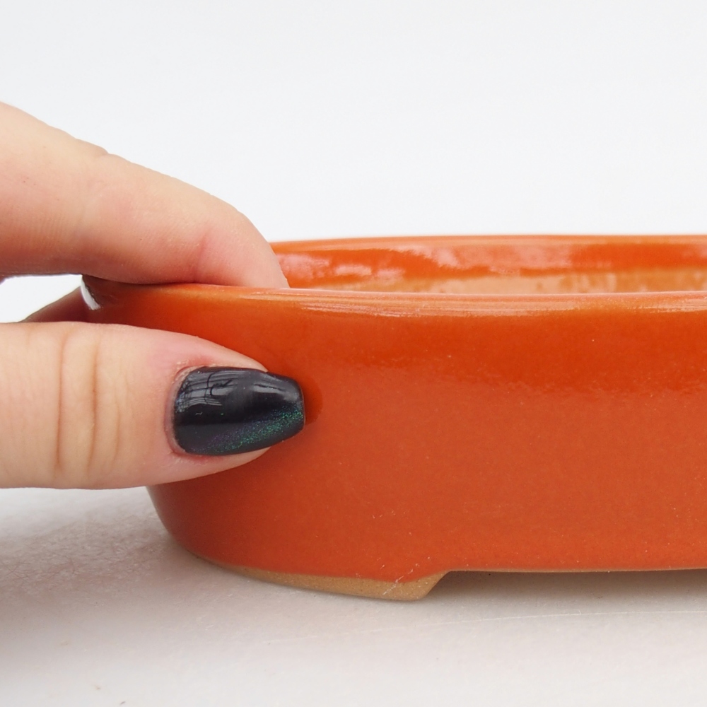 Keramická bonsai miska 17 x 14 x 4 cm, barva oranžová