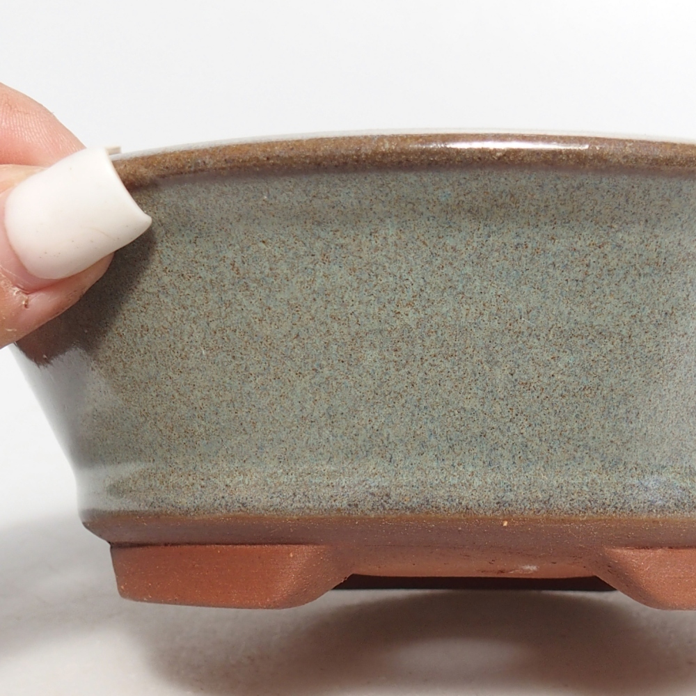 Keramická bonsai miska 15 x 15 x 5 cm, barva zelená