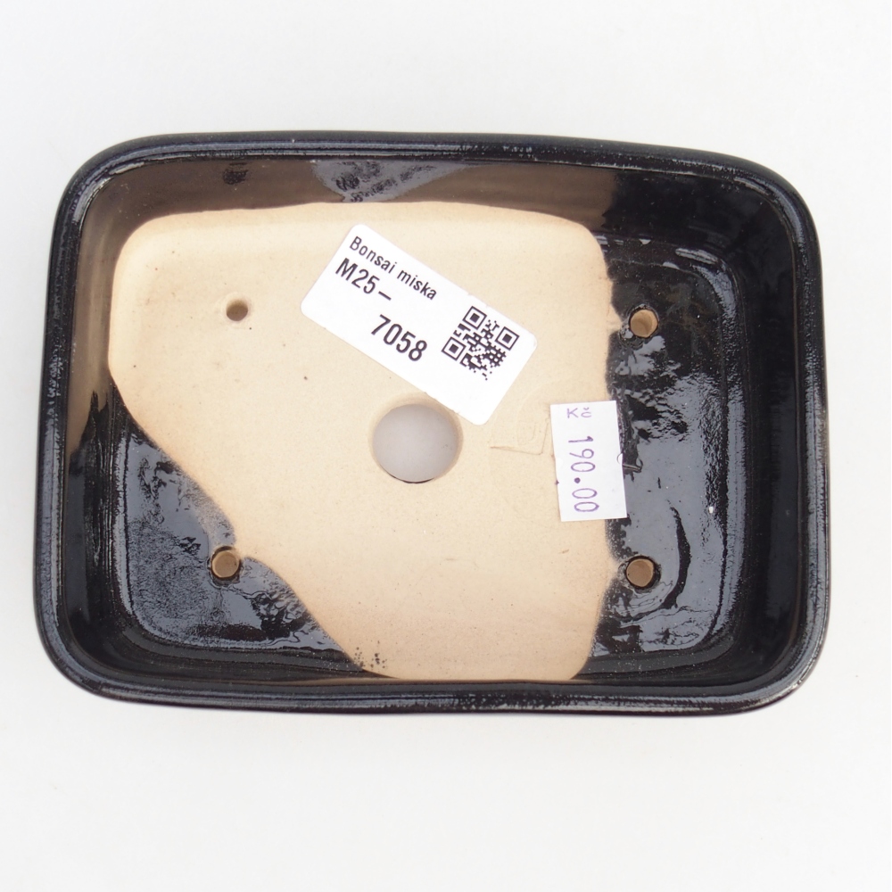 Keramická bonsai miska 12,5 x 9,5 x 3,5 cm, barva černá