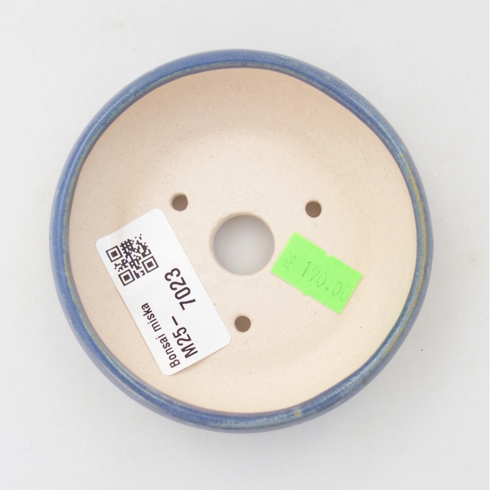 Keramická bonsai miska 9 x 9 x 2,5 cm, barva modrá