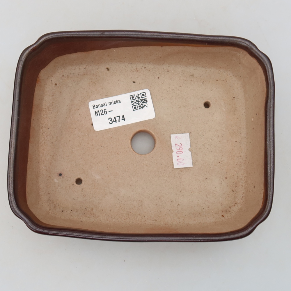 Keramická bonsai miska 15 x 12,5 x 4,5 cm, barva hnědá