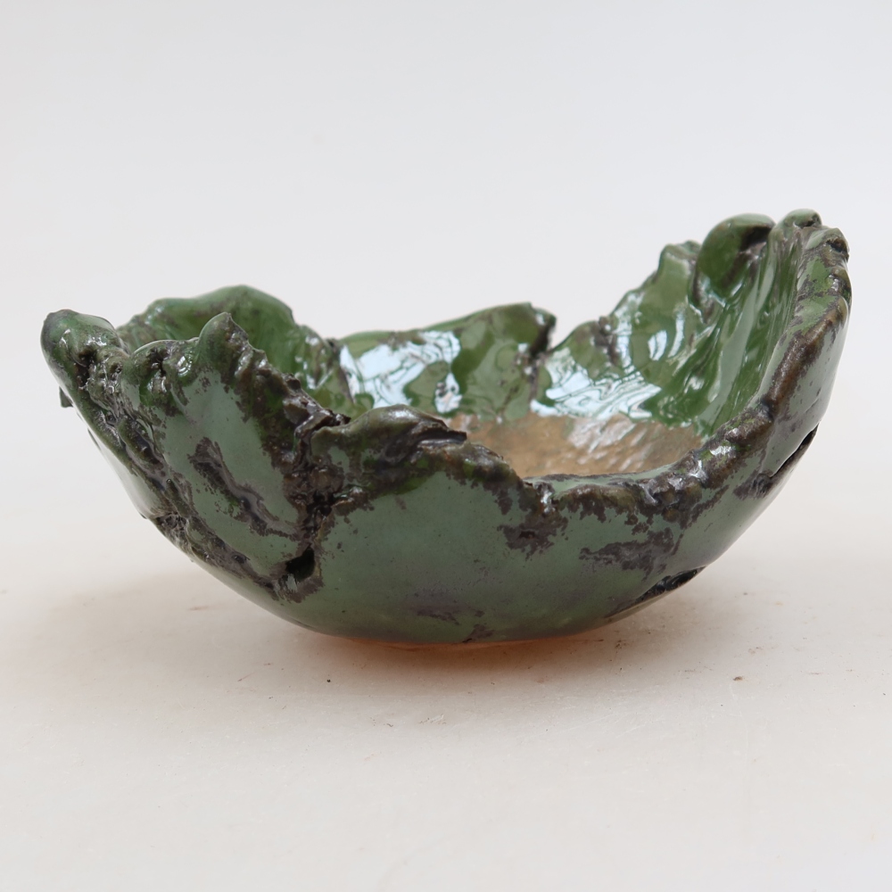 Keramická Skořápka  11,5 x 10,5 x 6 cm , barva zelená