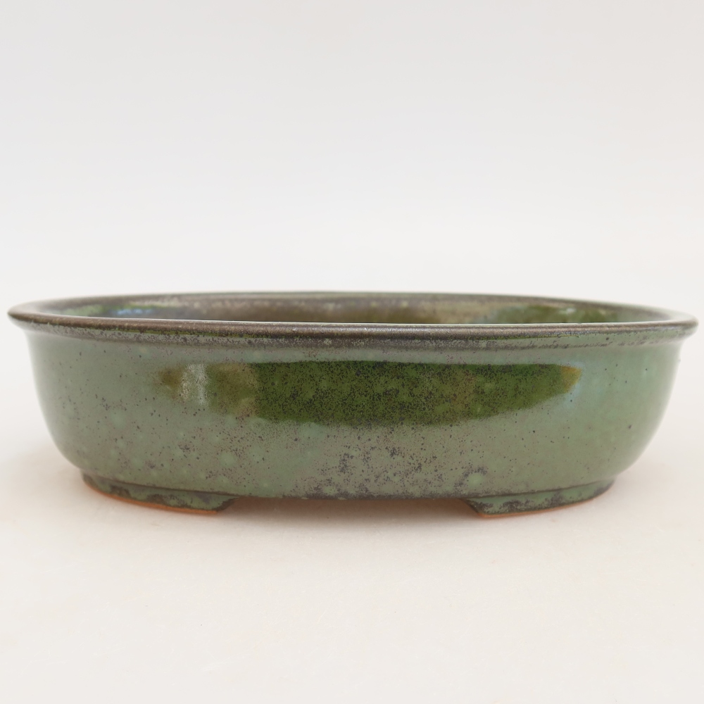 Keramická bonsai miska 19 x 14,5 x 5 cm, barva zelená