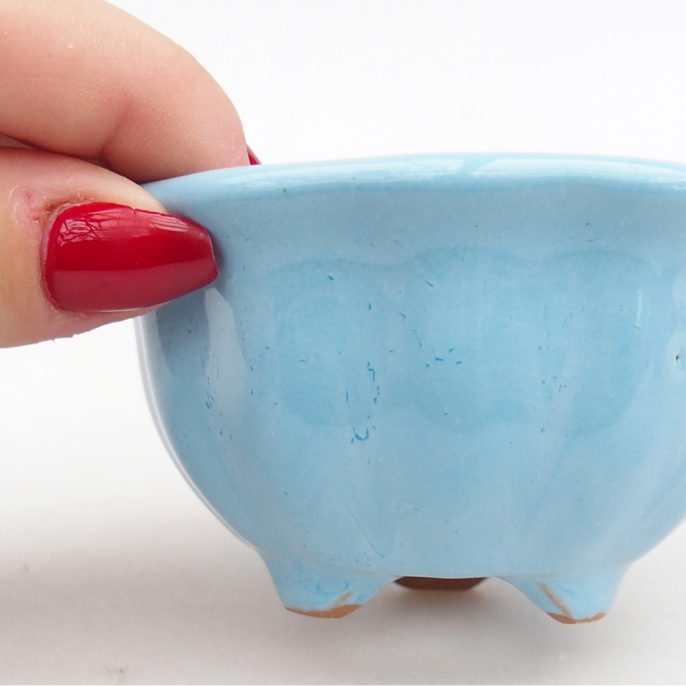 Keramická bonsai miska 8,5 x 8,5 x 4,5 cm, barva modrá