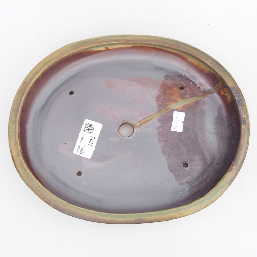 Keramická bonsai miska 24 x 20 x 4 cm, barva zelená