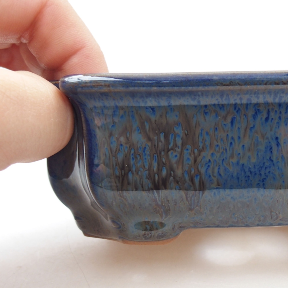 Keramická bonsai miska 12 x 9 x 4,5 cm, barva modrá