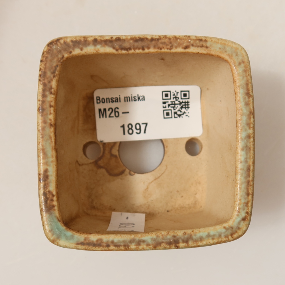 Keramická bonsai miska 6,5 x 6,5 x 4,5 cm, barva zelená