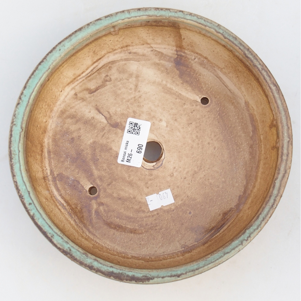 Keramická bonsai miska 21,5 x 21,5 x 6 cm, barva zelená