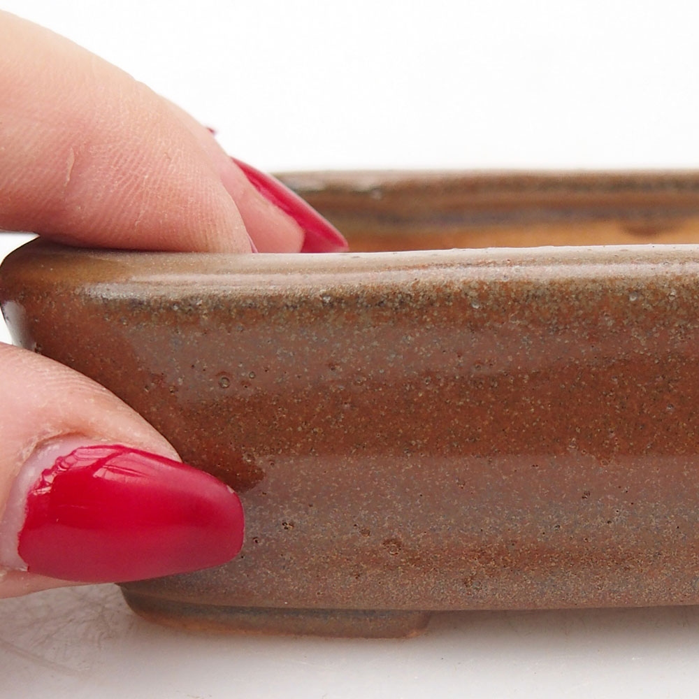 Keramická bonsai miska 11,5 x 8,5 x 3 cm, barva hnědá