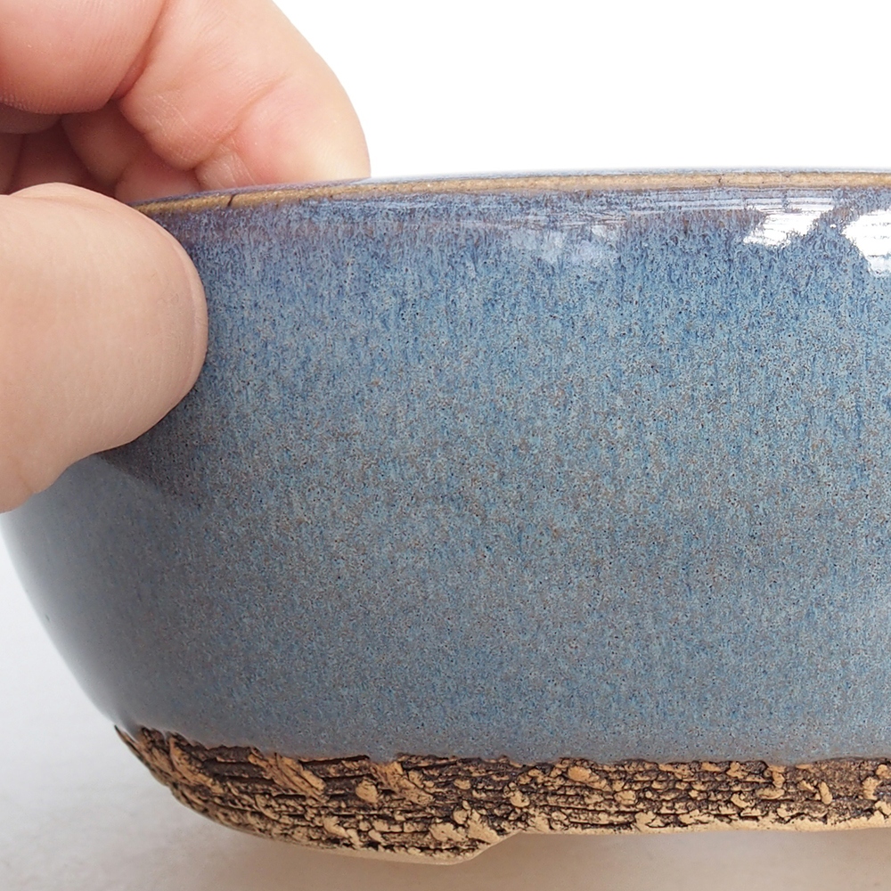 Keramická bonsai miska 17,5 x 17,5 x 6 cm, barva modrá