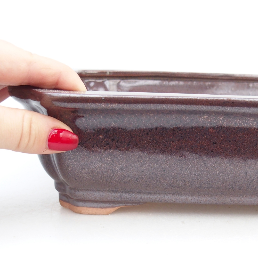 Keramická bonsai miska 27,5 x 22 x 7 cm, barva hnědá