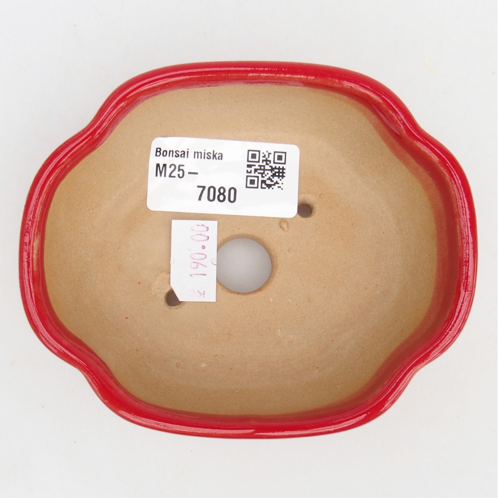 Keramická bonsai miska 10,5 x 9 x 3,5 cm, barva červená