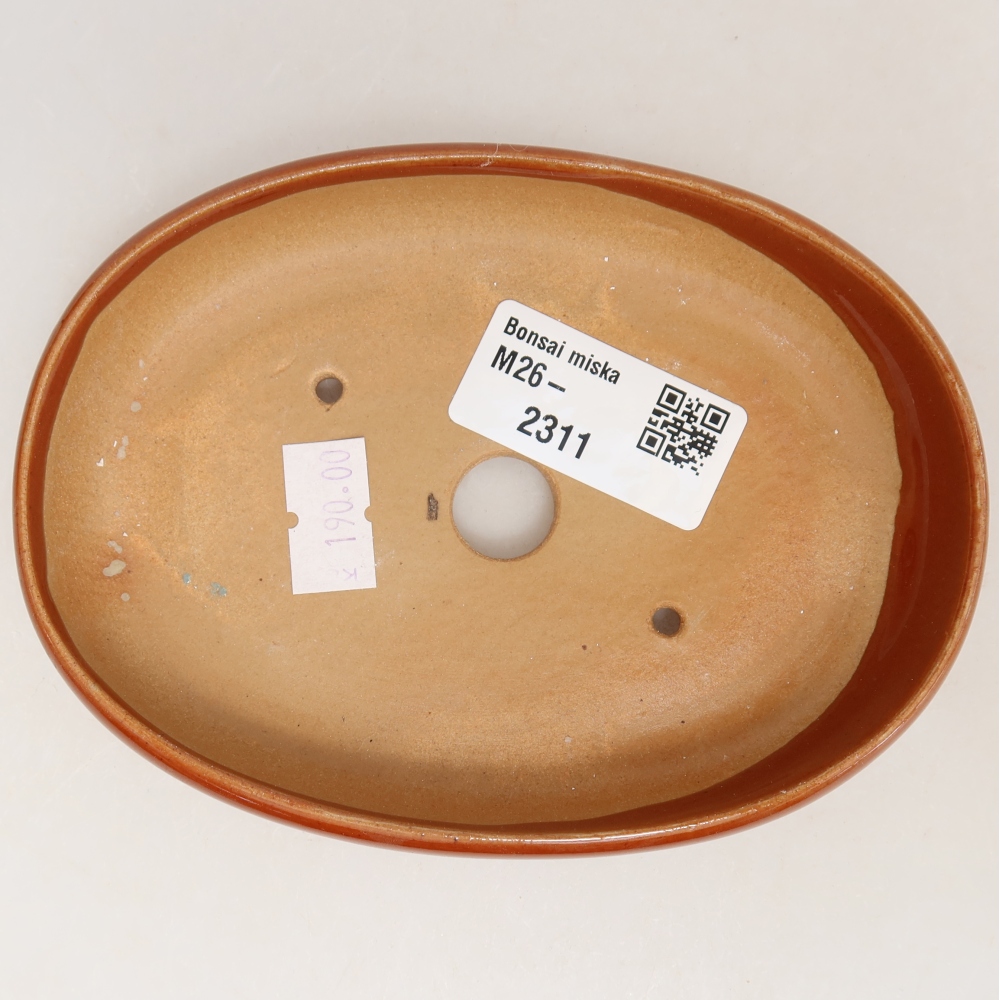Keramická bonsai miska 13 x 9,5 x 2,5 cm, barva hnědá