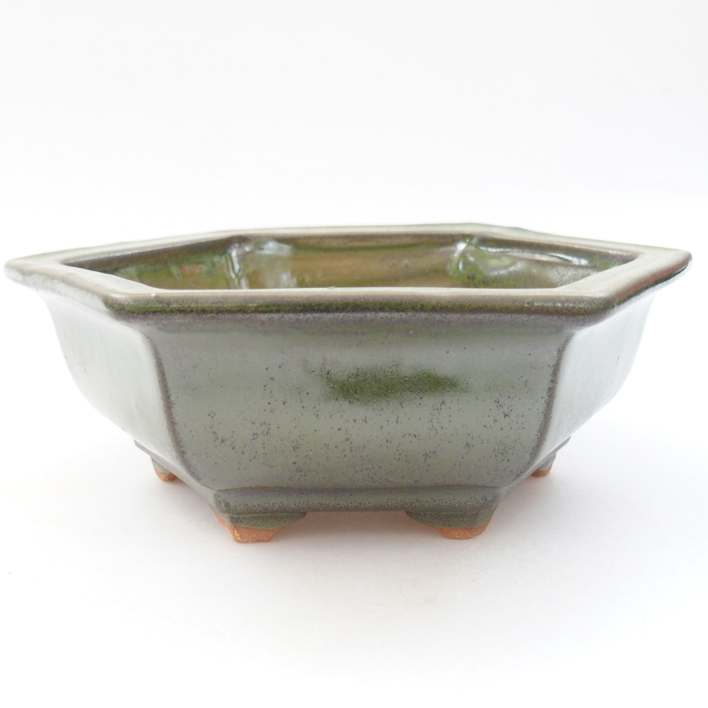 Keramická bonsai miska 17 x 15 x 6 cm, barva zelená