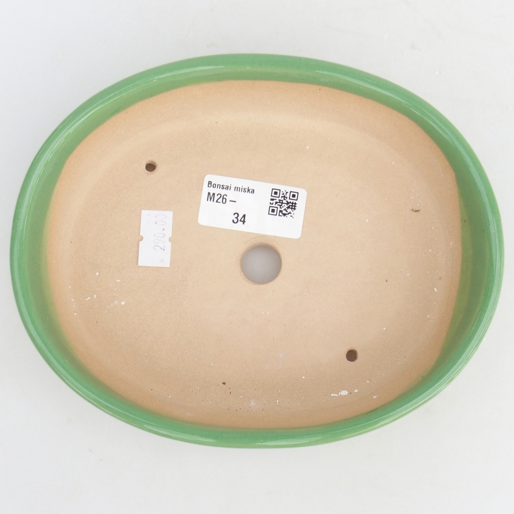 Keramická bonsai miska 17 x 14 x 4 cm, barva zelená