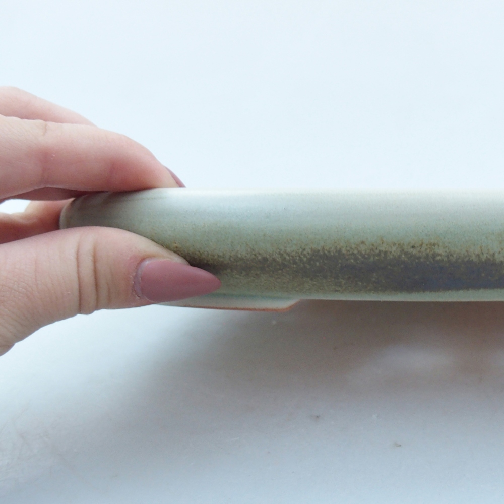 Keramická bonsai miska 22,5 x 16,5 x 3 cm, barva zelená