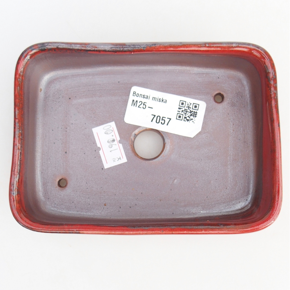 Keramická bonsai miska 12,5 x 9,5 x 3,5 cm, barva červená