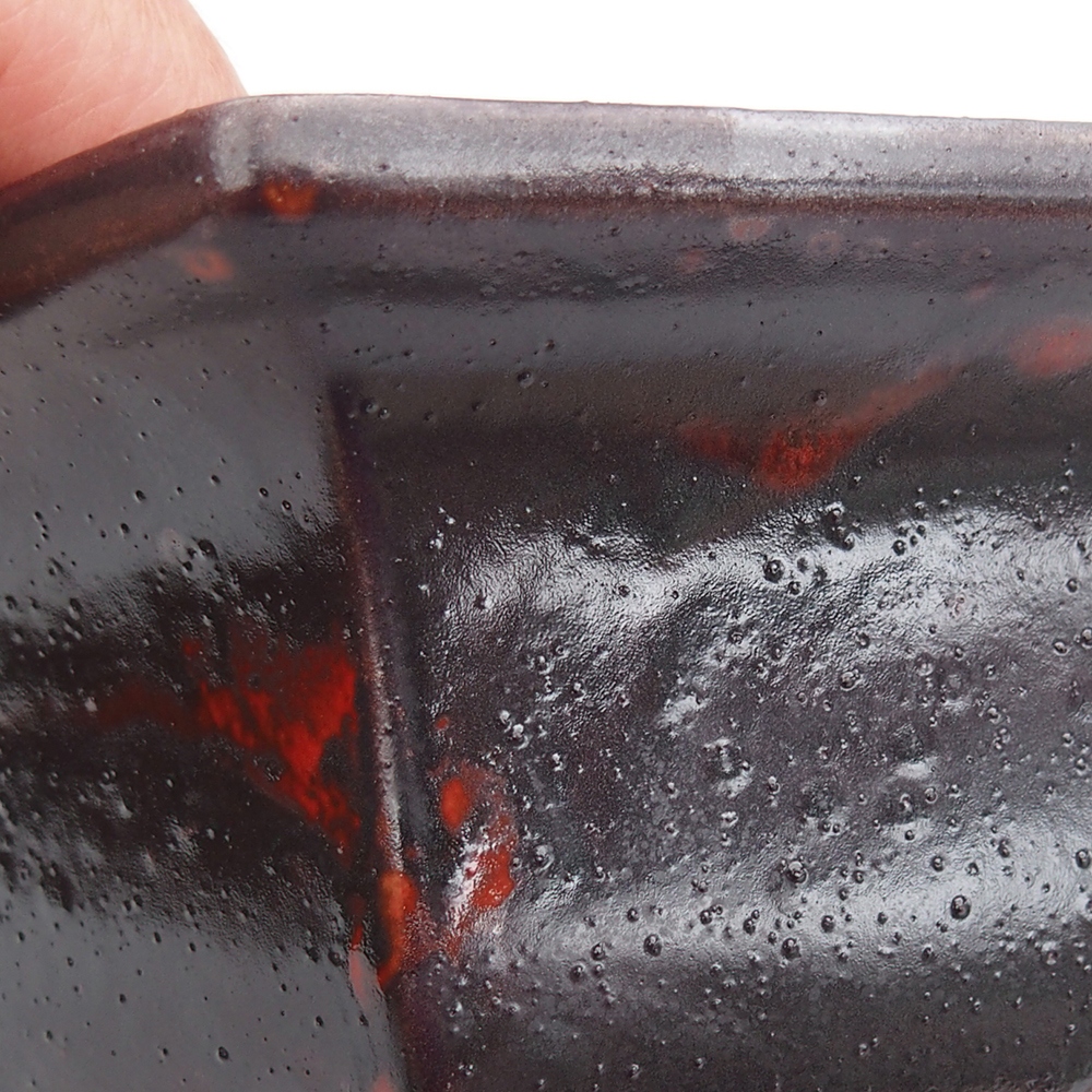 Keramická bonsai miska 18 x 16 x 9 cm, barva černočervená