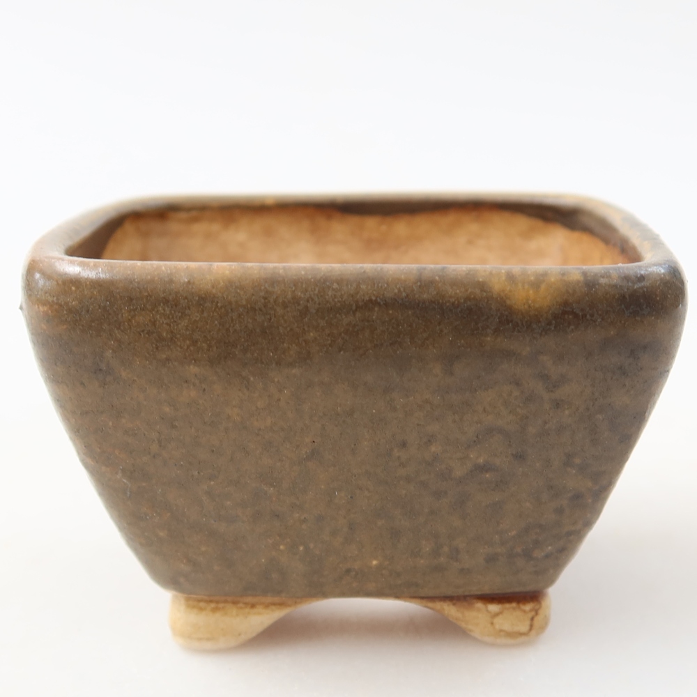 Keramická bonsai miska 6 x 6 x 4 cm, barva hnědá