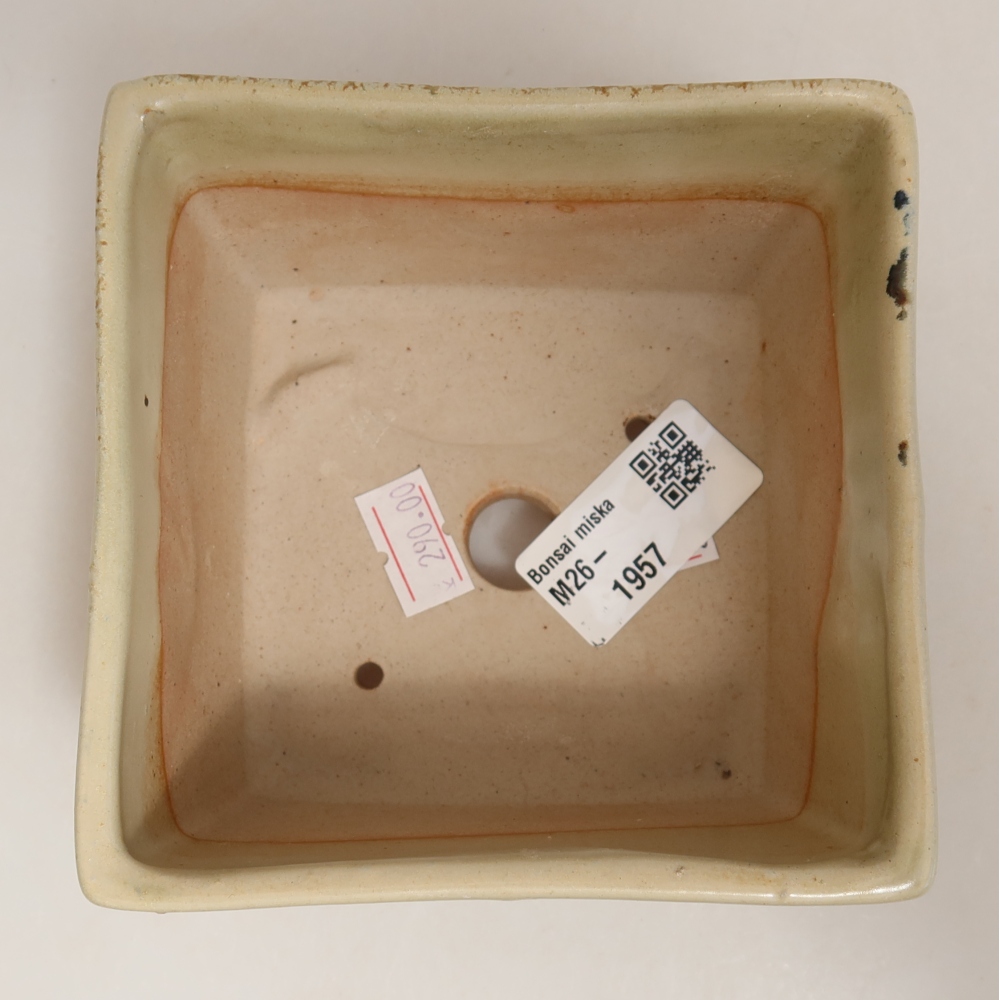 Keramická bonsai miska 10,5 x 10,5 x 6,5 cm, barva zelená