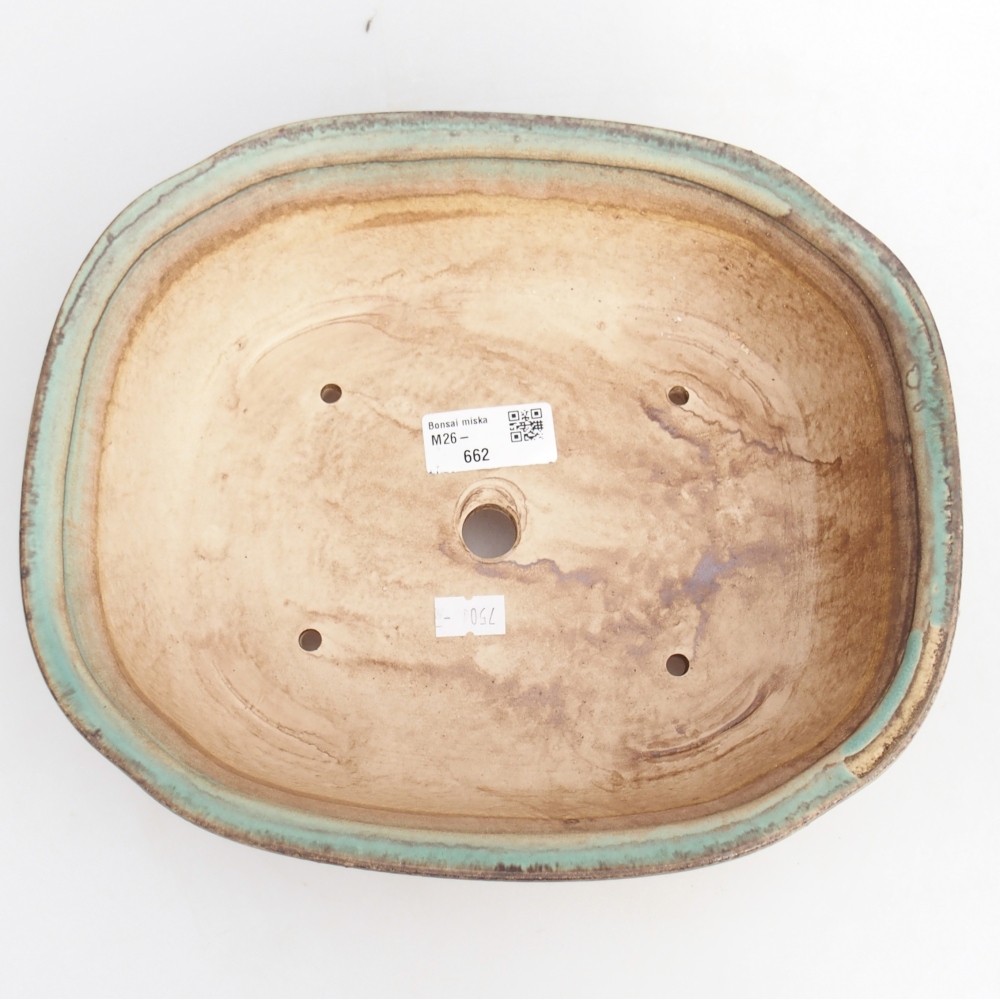 Keramická bonsai miska 25,5 x 21,5 x 8 cm, barva zelená