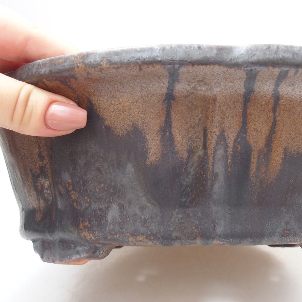 Keramická bonsai miska 26,5 x 26,5 x 8 cm, barva hnědá