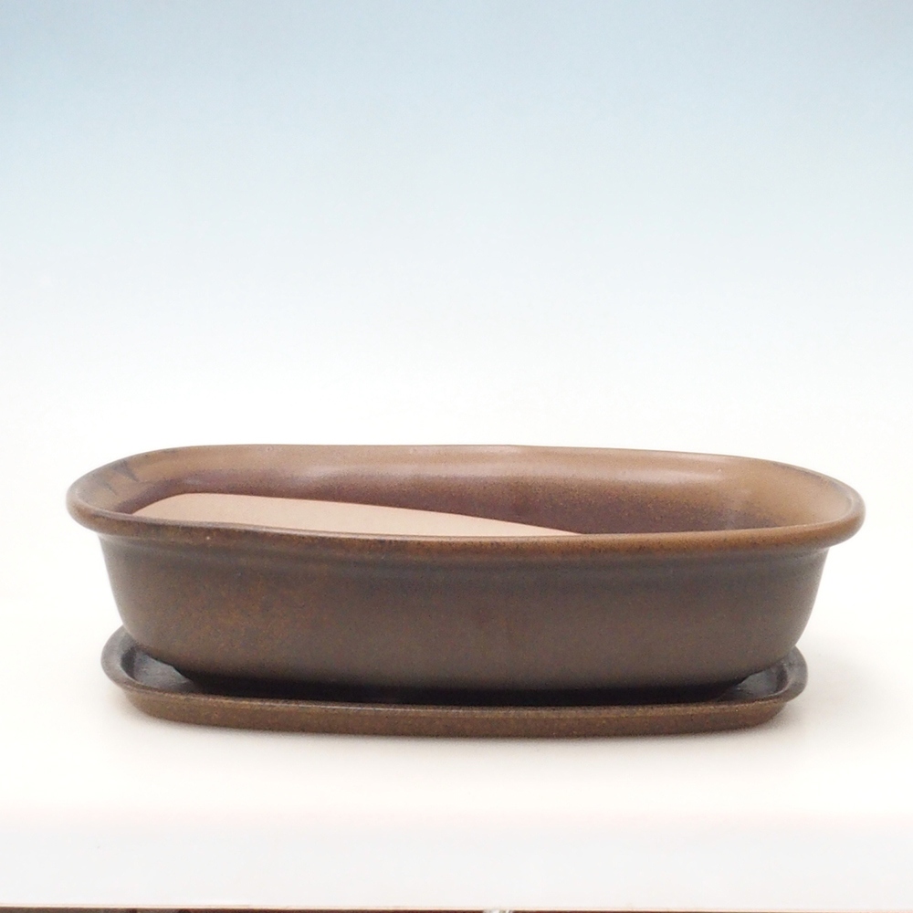 Bonsai miska + podmiska H10 - 37 x 28 x 9 cm. - hnědá
