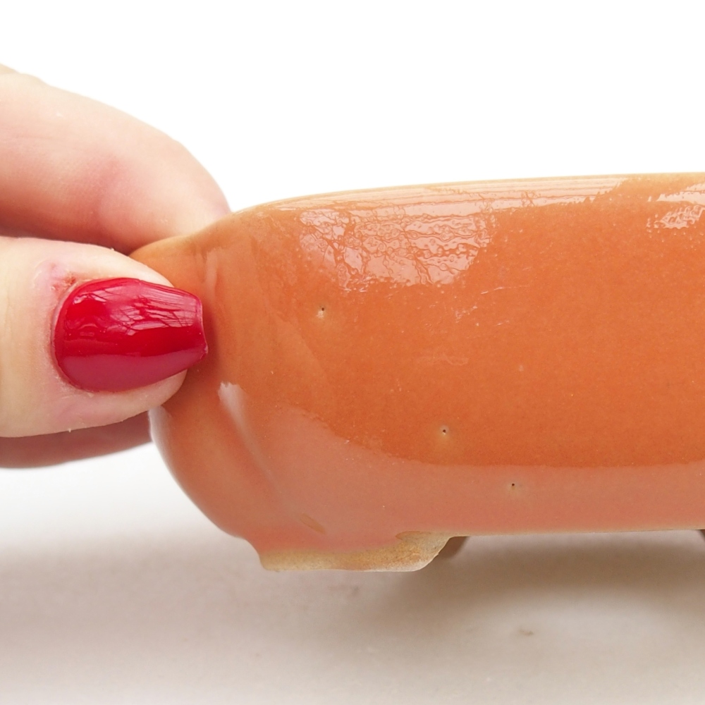 Keramická bonsai miska 10,5 x 9 x 3,5 cm, barva oranžová