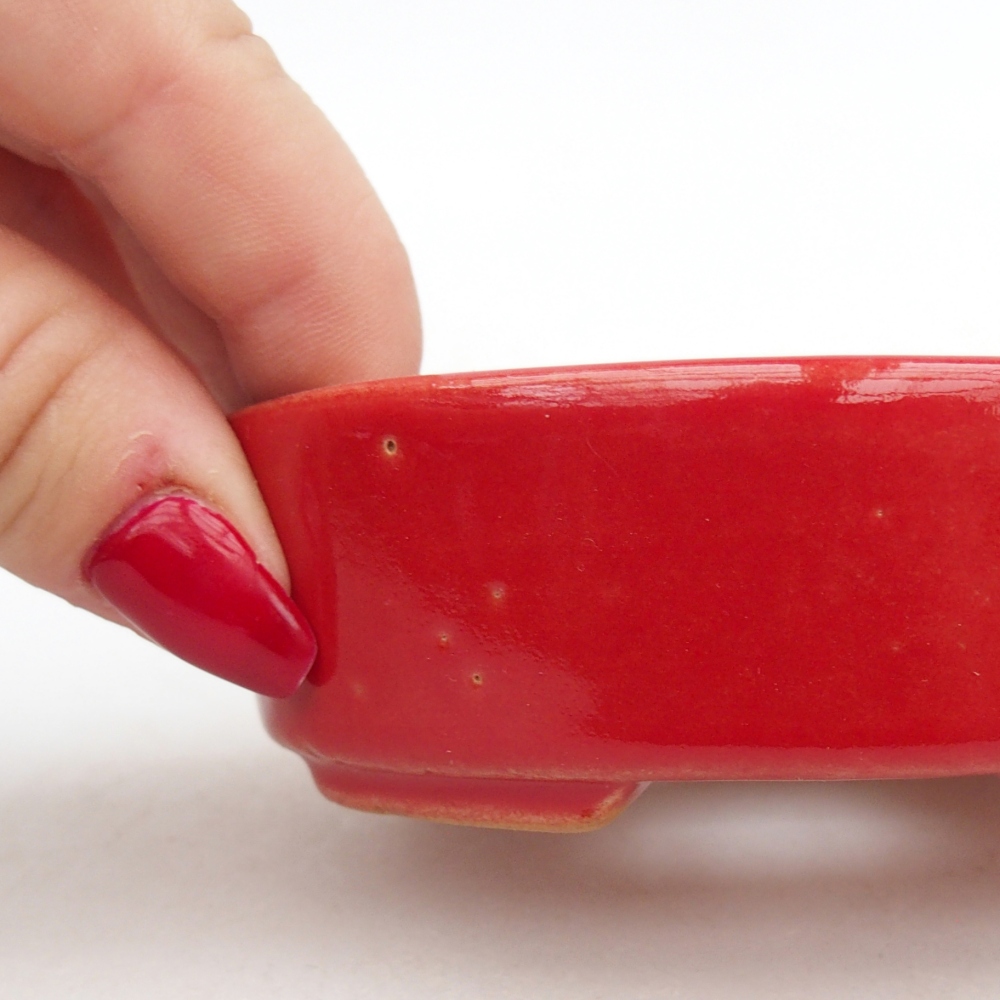 Keramická bonsai miska 9,5 x 8 x 3 cm, barva červená